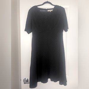 NWT Loft size 4 black Swiss dot midi dress with slight v neck